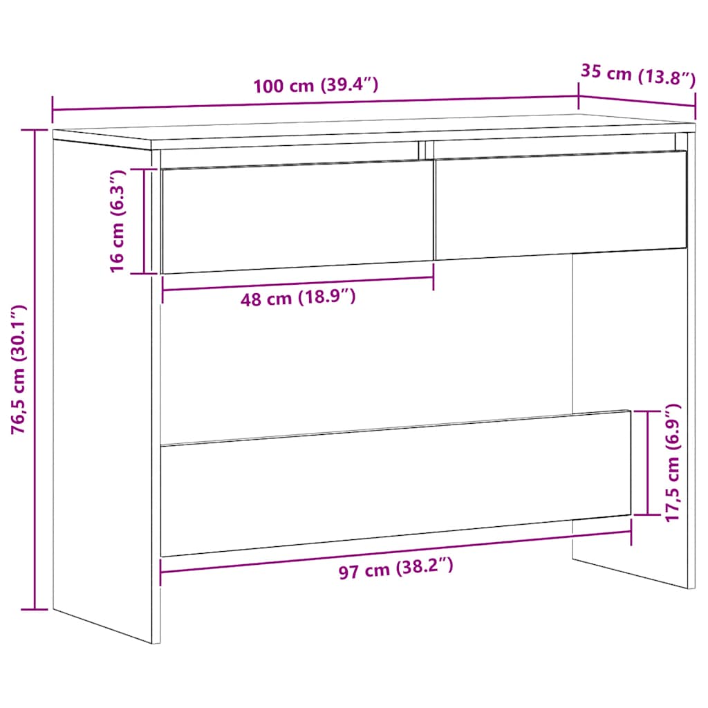 Console Table Artisan Oak 100x35x76.5 cm Engineered Wood